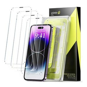 WSKEN iPhone 14 Pro (6.1”) Premium Screen Protector Tempered Glass - 4 Pack, New